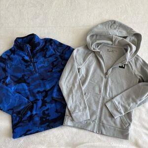 Under Armour Kids Blue Camo Quarter-Zip and Light Gray Hoodie